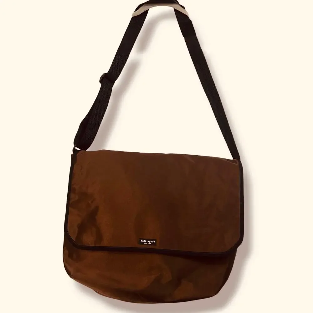 VTG KATE SPADE NY Brown Messenger Crossbody Bag USA  Laptop Bag Academia